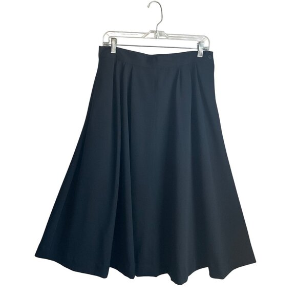 Vintage Rafaella M Made Italy Black Wool A-Line Full Midi Skirt Preppy Old Money - Picture 8 of 12